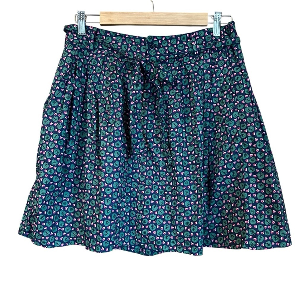 Gap Floral A Line Tie Belt Short Skirt 100% Cotton Sz 2